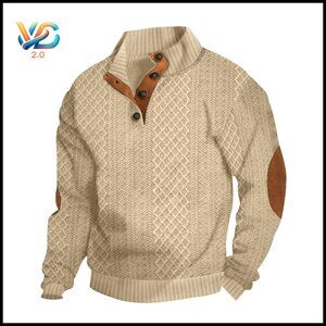 Men's Quarter Zip Pullover Sweatshirt, Soft Fabric, Long Sleeve, Casual Wear